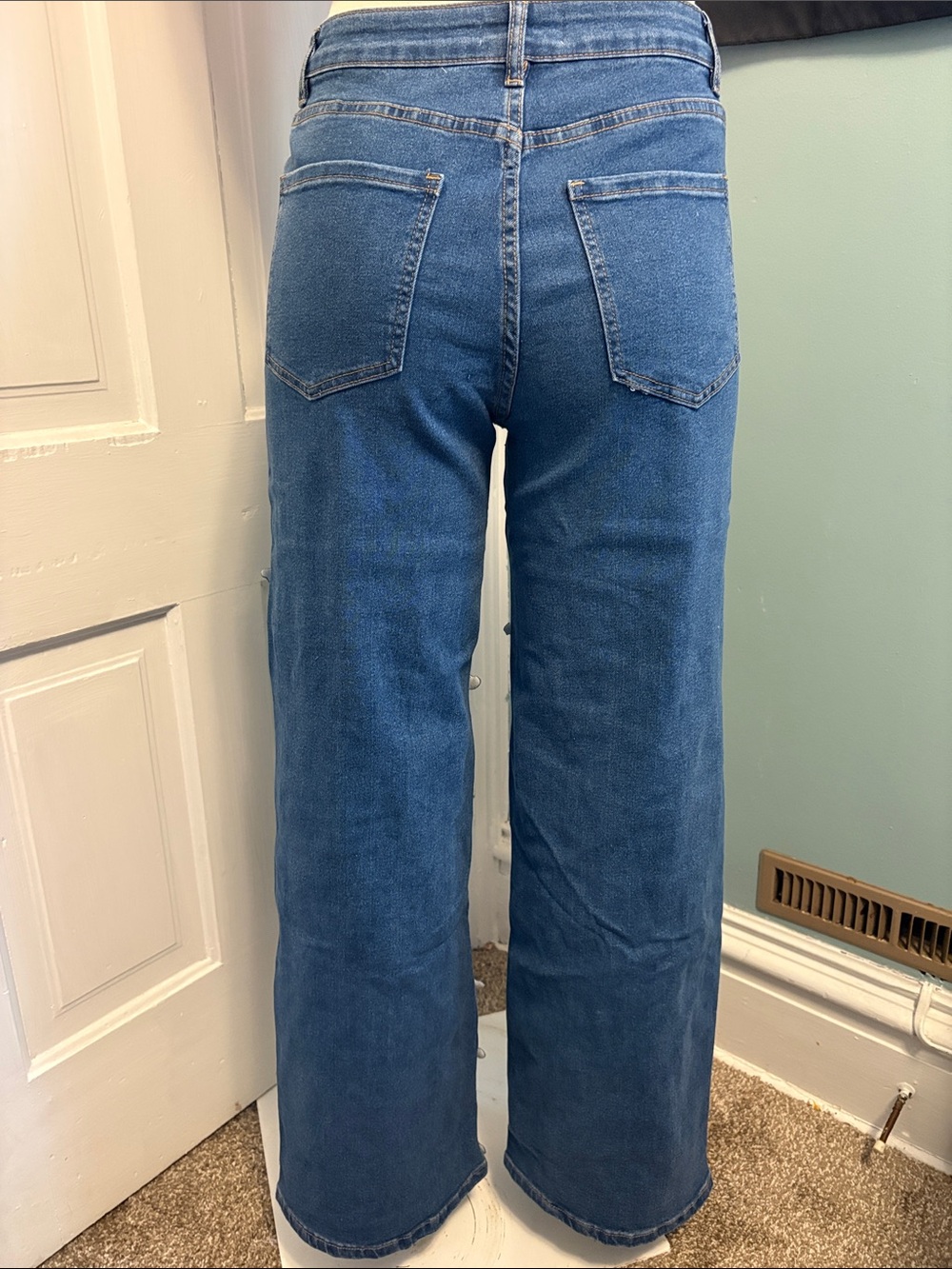 Denim Floral Cutout Wide-Leg Jeans - Blue - Picture 6 of 6